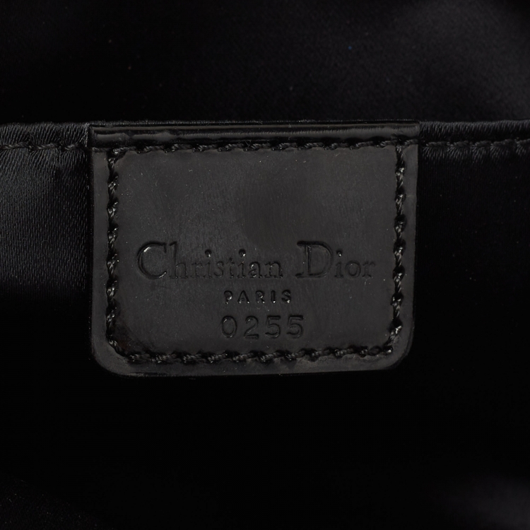 Pre Owned Dior Black Satin Embroidered Saddle Shoulder Bag