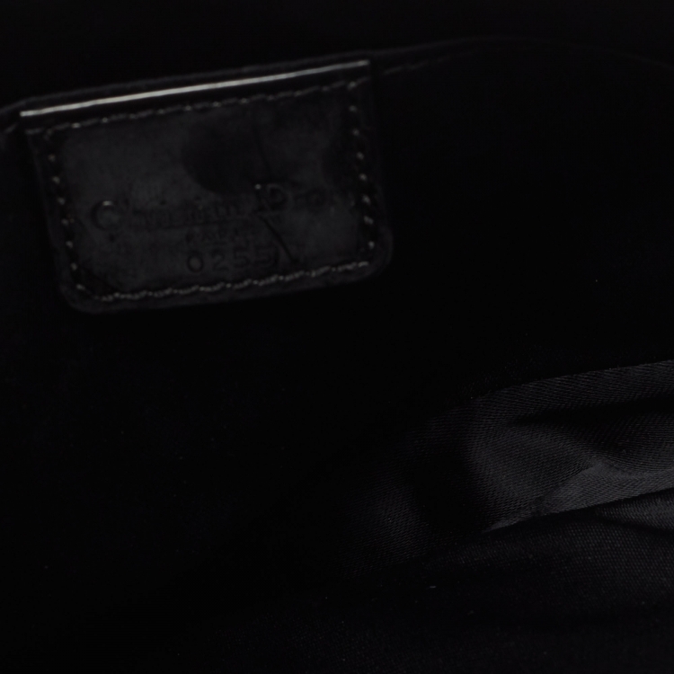 Pre Owned Dior Black Satin Embroidered Saddle Shoulder Bag