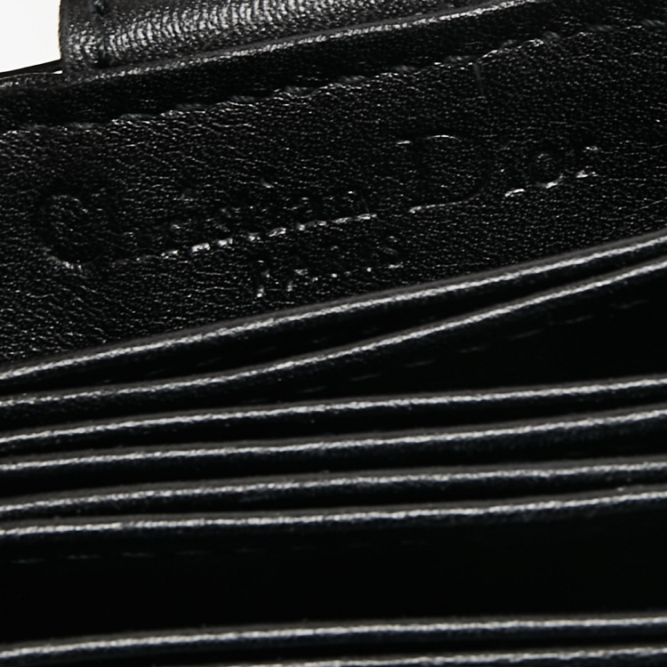 Pre Owned Dior Black Cannage Patent Leather Lady Dior 5 Gusset Card Holder
