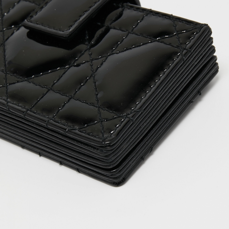 Pre Owned Dior Black Cannage Patent Leather Lady Dior 5 Gusset Card Holder