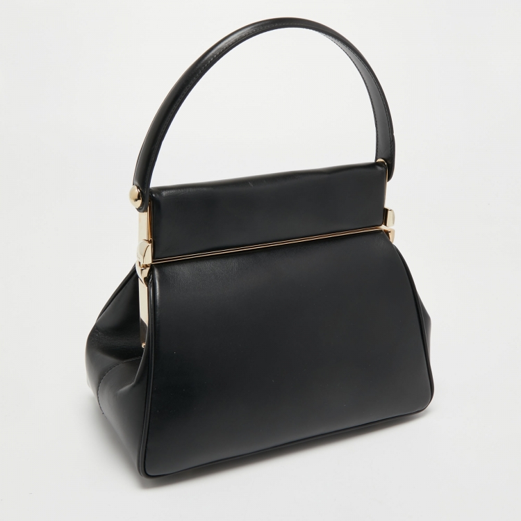 Pre Owned Dior Black Leather Babe Vanity Top Handle Bag