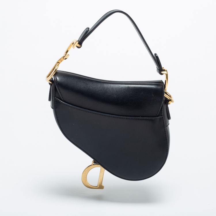 Pre Owned Dior Black Leather Mini Saddle Bag