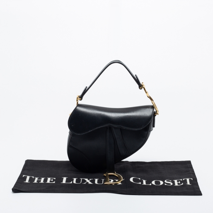Pre Owned Dior Black Leather Mini Saddle Bag