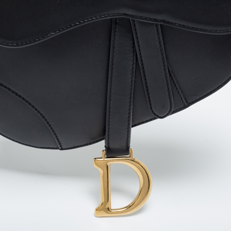 Pre Owned Dior Black Leather Mini Saddle Bag