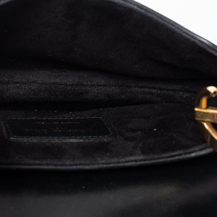 Pre Owned Dior Black Leather Mini Saddle Bag