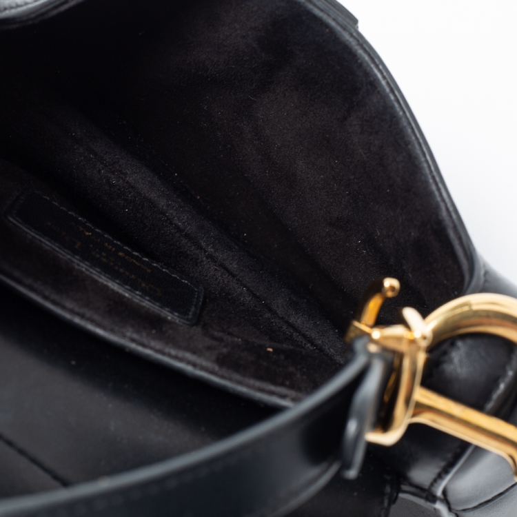 Pre Owned Dior Black Leather Mini Saddle Bag