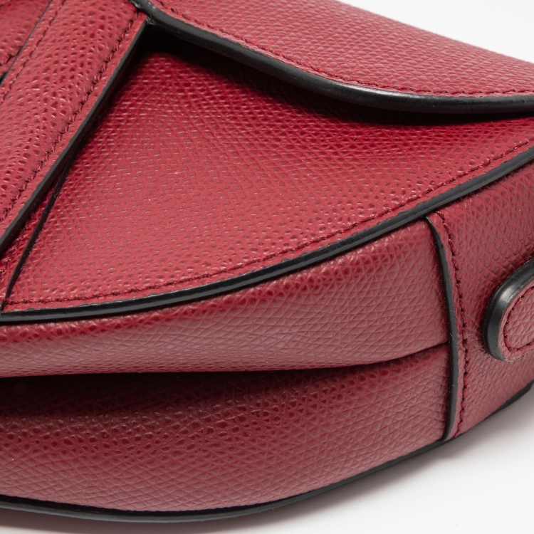 Pre Owned Dior Burgundy Leather Saddle Bag