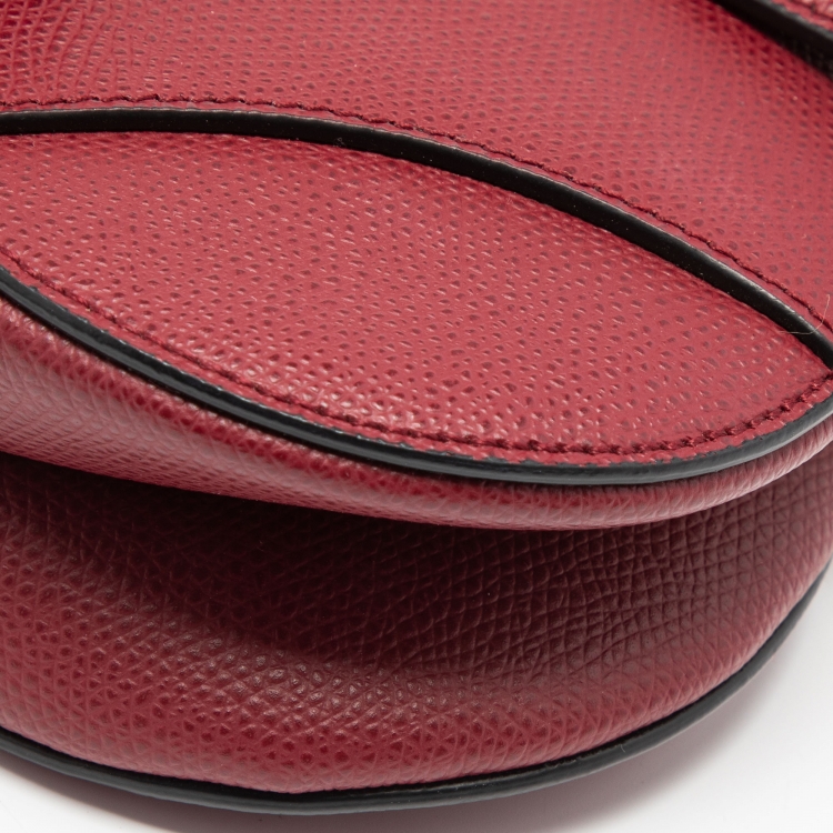 Pre Owned Dior Burgundy Leather Saddle Bag