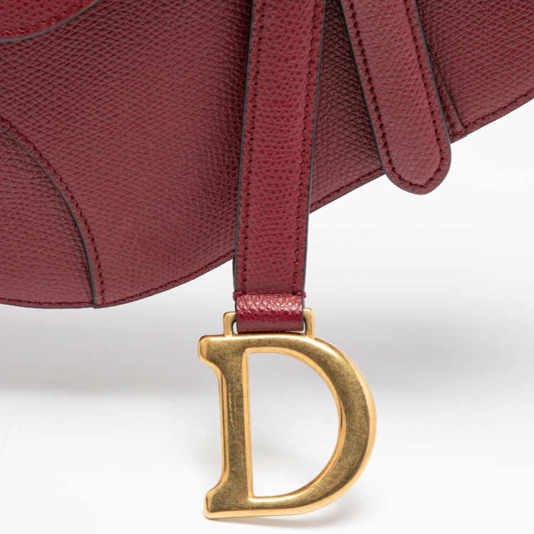 Pre Owned Dior Burgundy Leather Saddle Bag