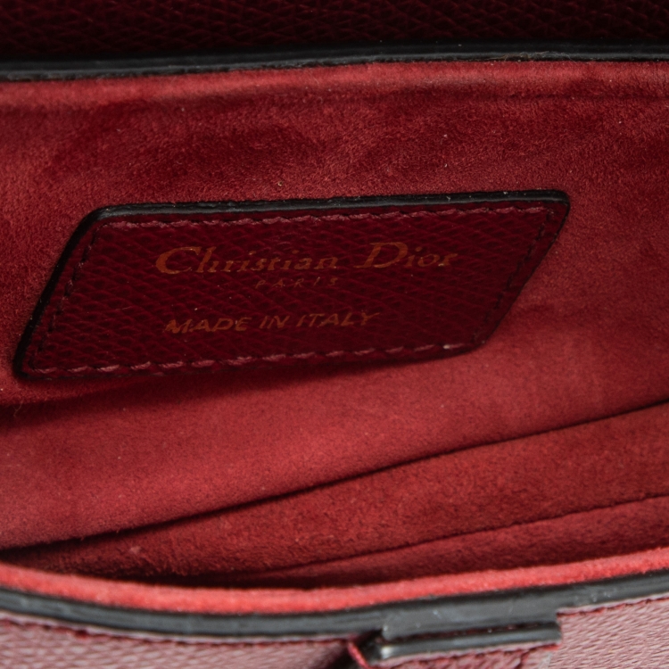 Pre Owned Dior Burgundy Leather Saddle Bag