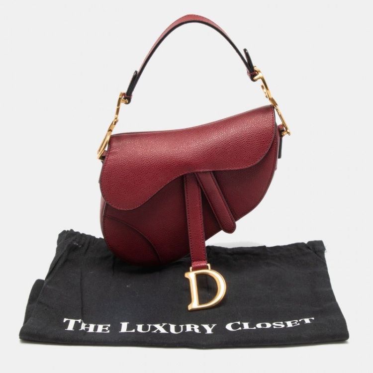Pre Owned Dior Burgundy Leather Saddle Bag