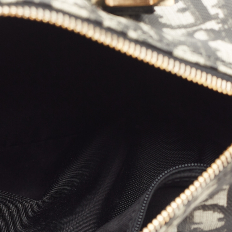 Pre Owned Dior Black/White Diorissimo Canvas and Leather Boston Bag