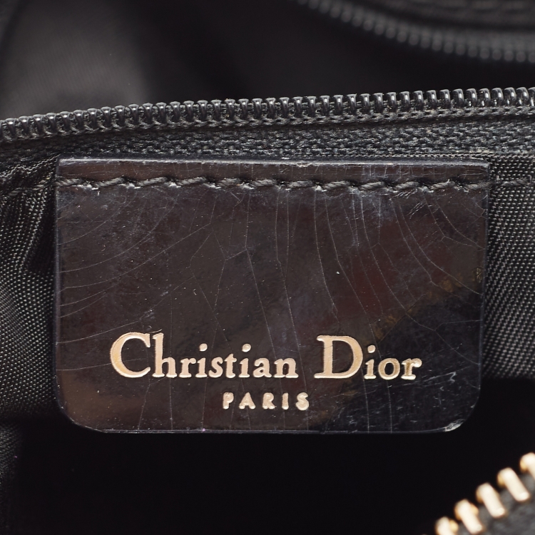 Pre Owned Dior Black/White Diorissimo Canvas and Leather Boston Bag