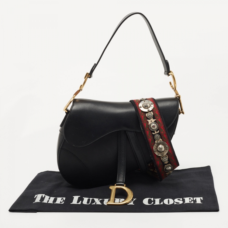 Pre Owned Dior Black Leather Medium Saddle Bag