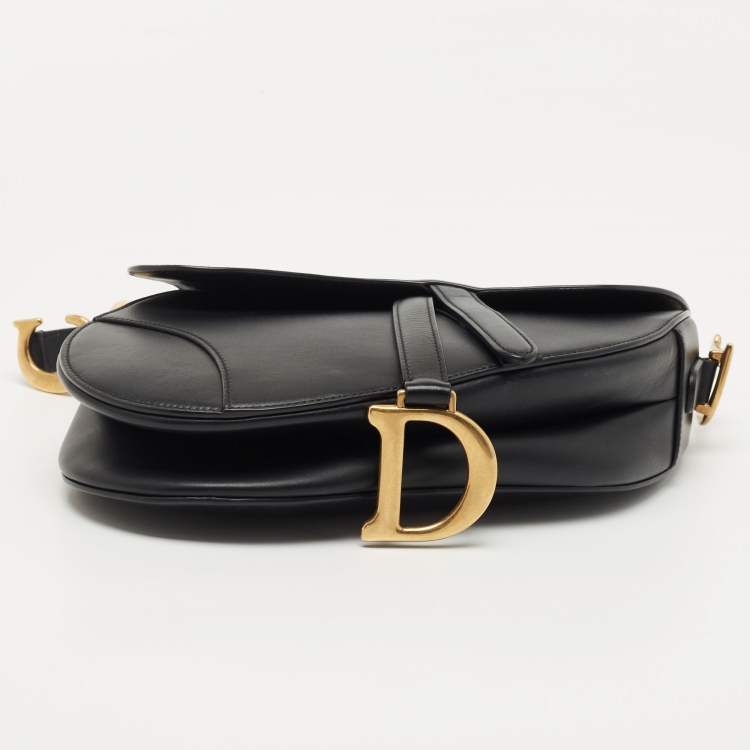 Pre Owned Dior Black Leather Medium Saddle Bag