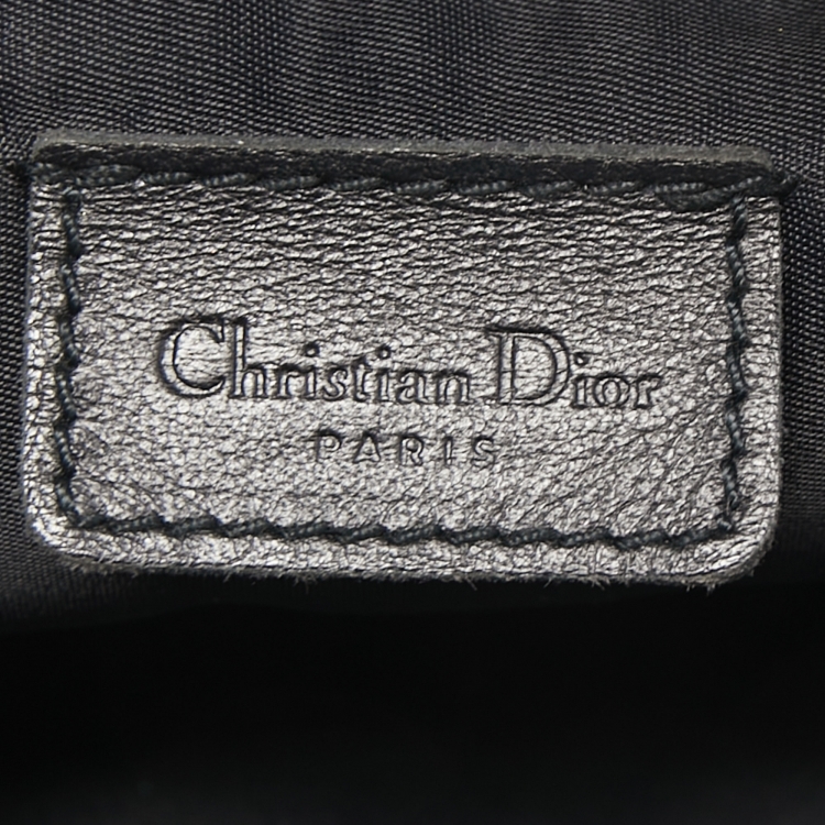 Pre Owned Dior Black Oblique Canvas and Leather Trotter Saddle Bag