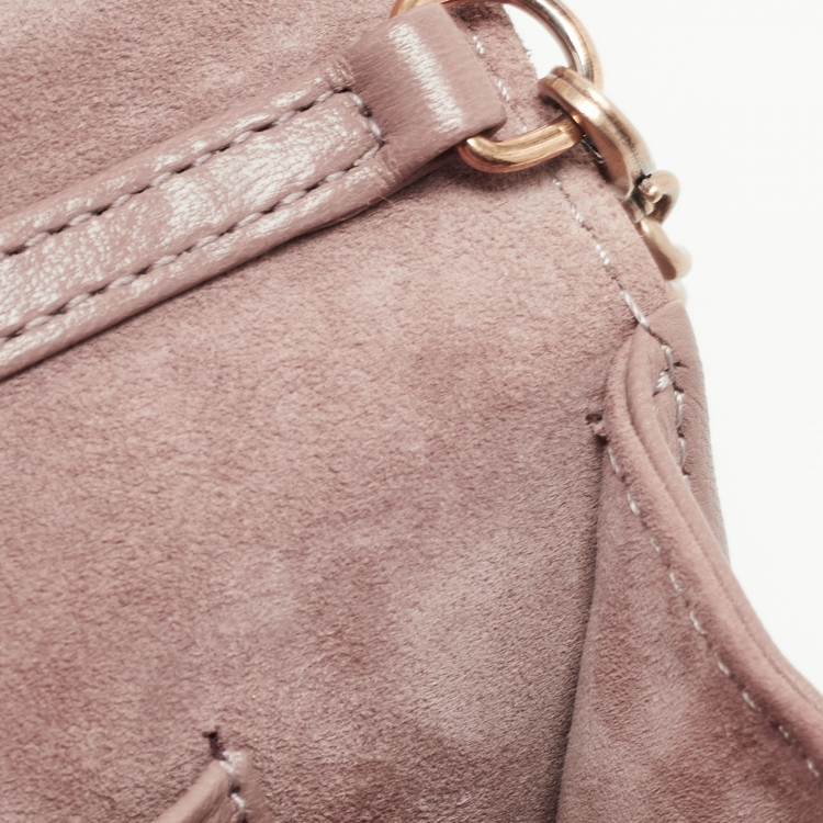 Pre Owned Dior Pink Leather Studded Diorama Wallet on Chain