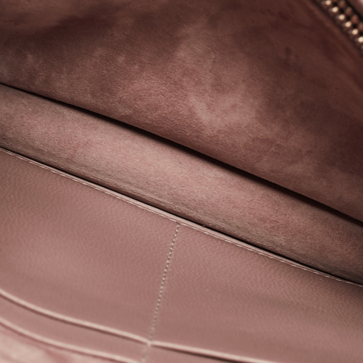 Pre Owned Dior Pink Leather Studded Diorama Wallet on Chain