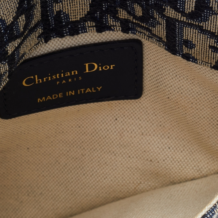 Pre Owned Dior Blue Oblique Canvas and Leather Saddle Belt Bag