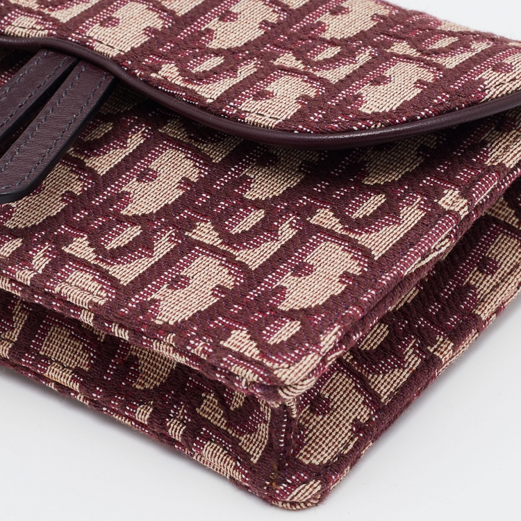 Pre Owned Dior Burgundy Oblique Canvas and Leather Saddle Belt Bag