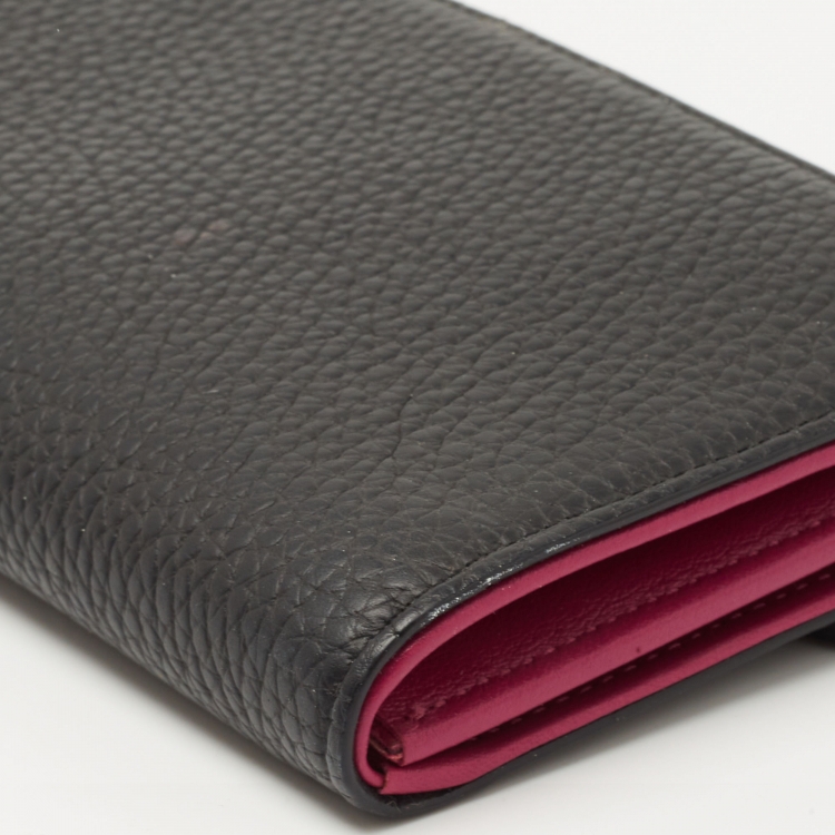 Pre Owned Dior Black/Pink Leather Diorissimo Rencontre Chain Wallet