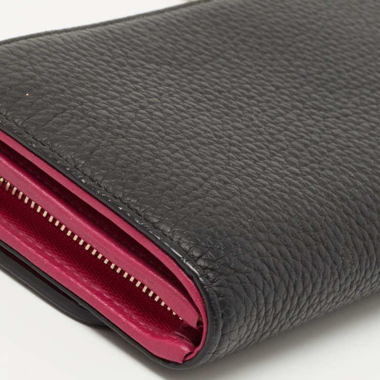 Pre Owned Dior Black/Pink Leather Diorissimo Rencontre Chain Wallet