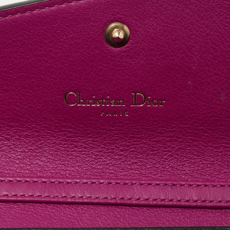 Pre Owned Dior Black/Pink Leather Diorissimo Rencontre Chain Wallet