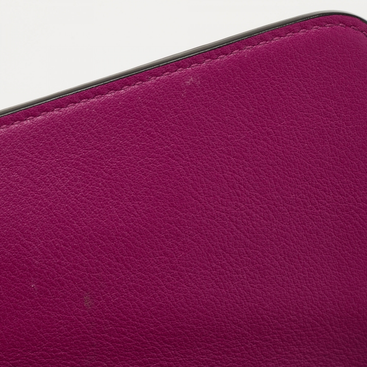 Pre Owned Dior Black/Pink Leather Diorissimo Rencontre Chain Wallet