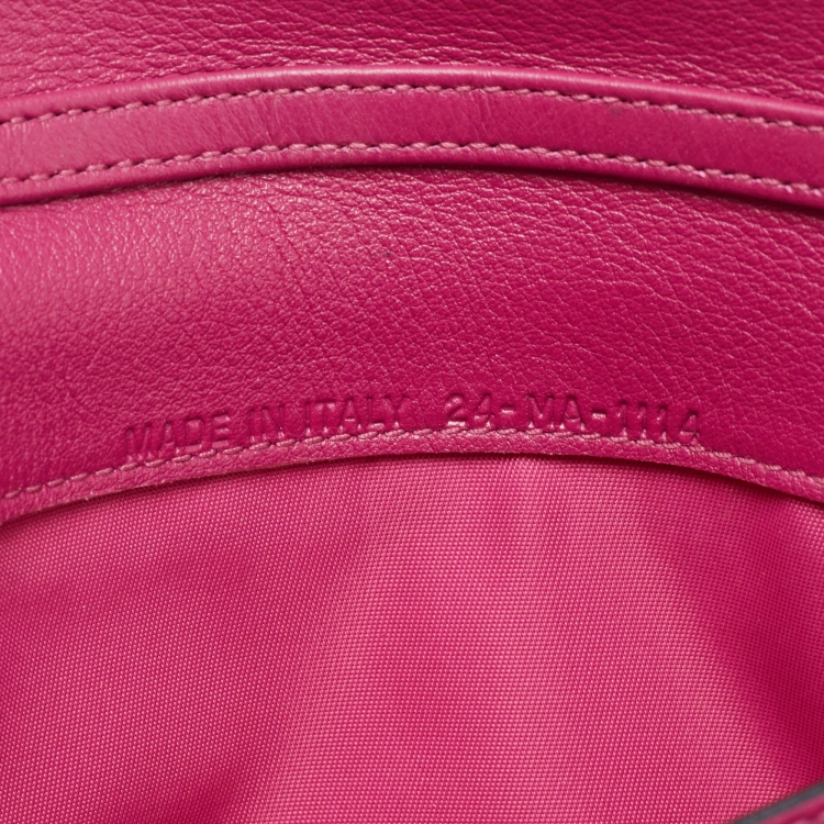 Pre Owned Dior Black/Pink Leather Diorissimo Rencontre Chain Wallet