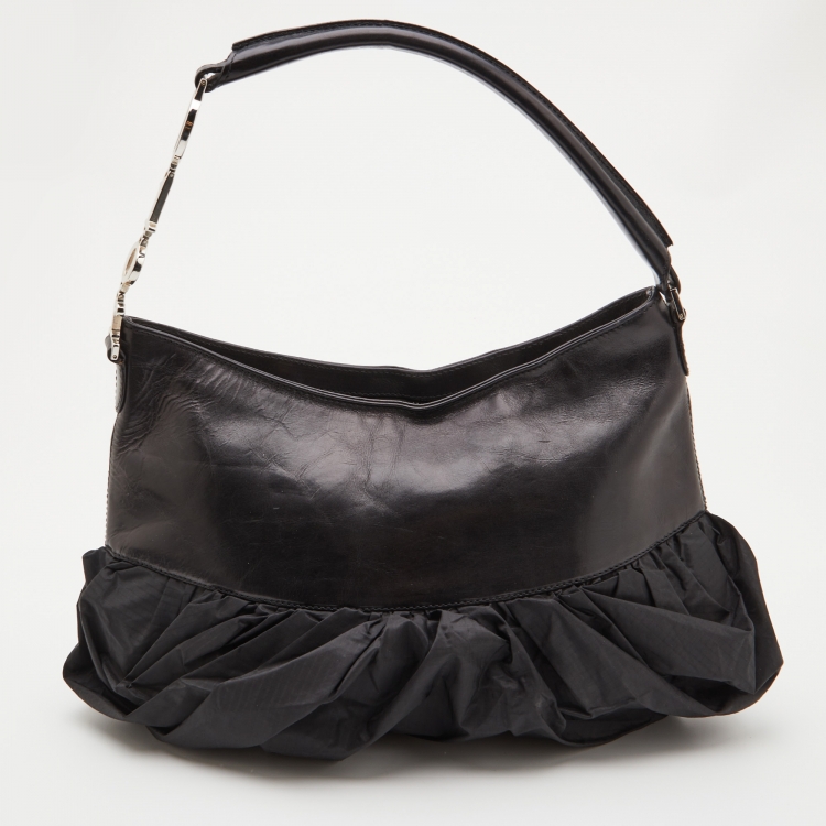 Pre Owned Dior Black Leather and Nylon Corset Ballet Hobo