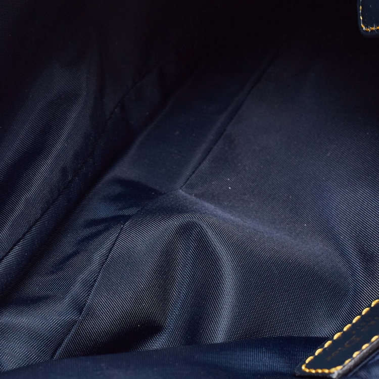 Pre Owned Dior Navy Blue Oblique Canvas and Leather Malice Hobo