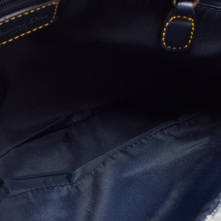 Pre Owned Dior Navy Blue Oblique Canvas and Leather Malice Hobo