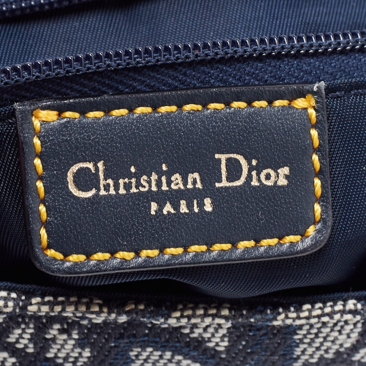 Pre Owned Dior Navy Blue Oblique Canvas and Leather Malice Hobo