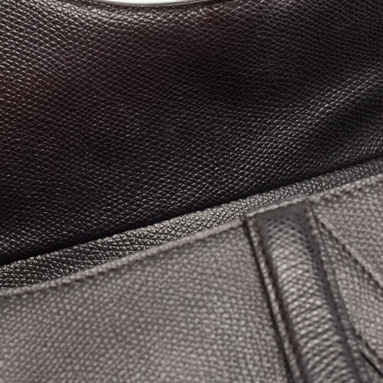 Pre Owned Dior Black Grained Leather Saddle Bag