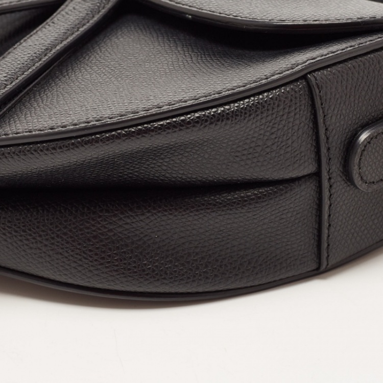 Pre Owned Dior Black Grained Leather Saddle Bag