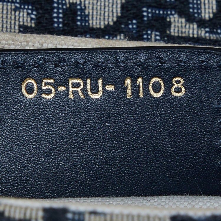 Pre Owned Dior Navy Blue Oblique Canvas and Leather Saddle Bag
