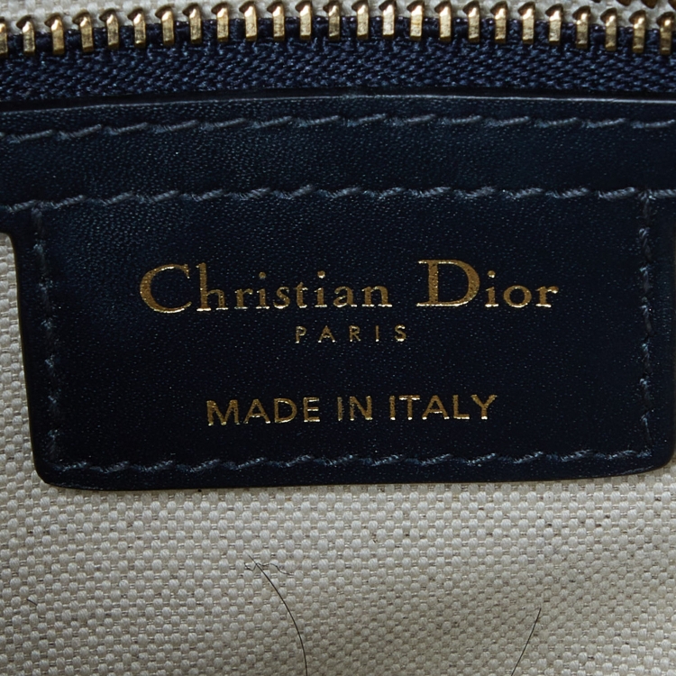 Pre Owned Dior Navy Blue Oblique Canvas and Leather Saddle Bag