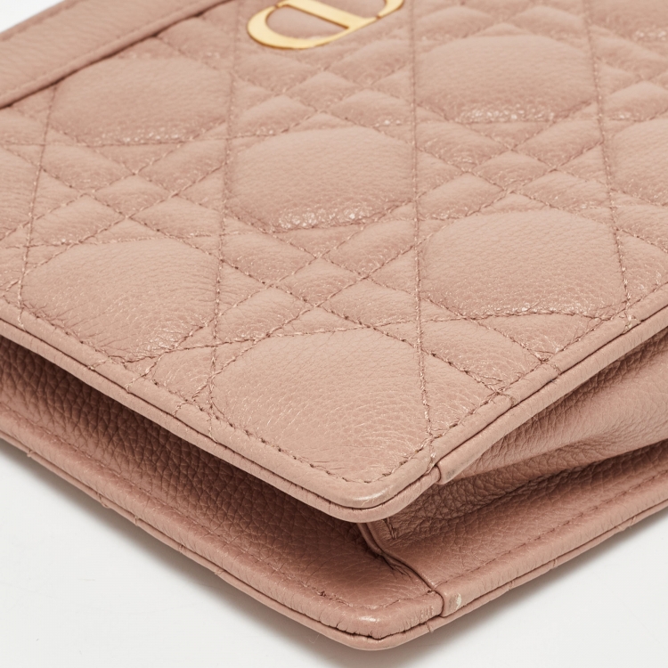 Pre Owned Dior Beige Cannage Leather Caro Zipped Chain Pouch