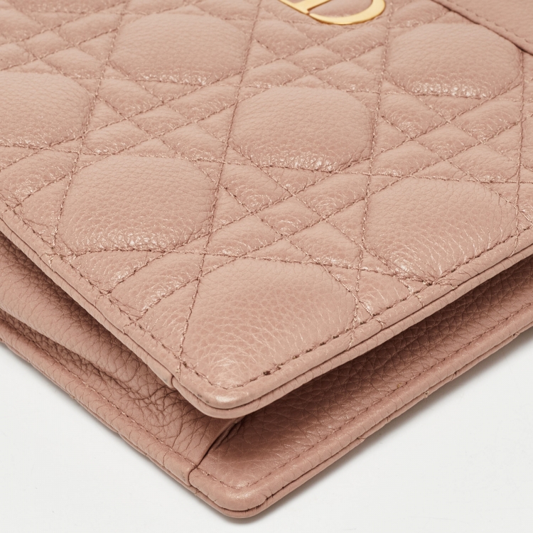 Pre Owned Dior Beige Cannage Leather Caro Zipped Chain Pouch