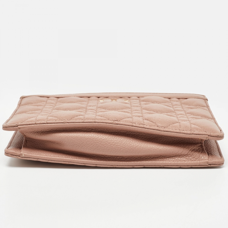 Pre Owned Dior Beige Cannage Leather Caro Zipped Chain Pouch