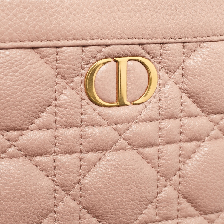 Pre Owned Dior Beige Cannage Leather Caro Zipped Chain Pouch