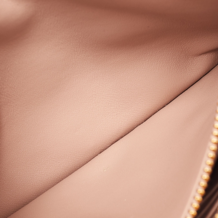 Pre Owned Dior Beige Cannage Leather Caro Zipped Chain Pouch