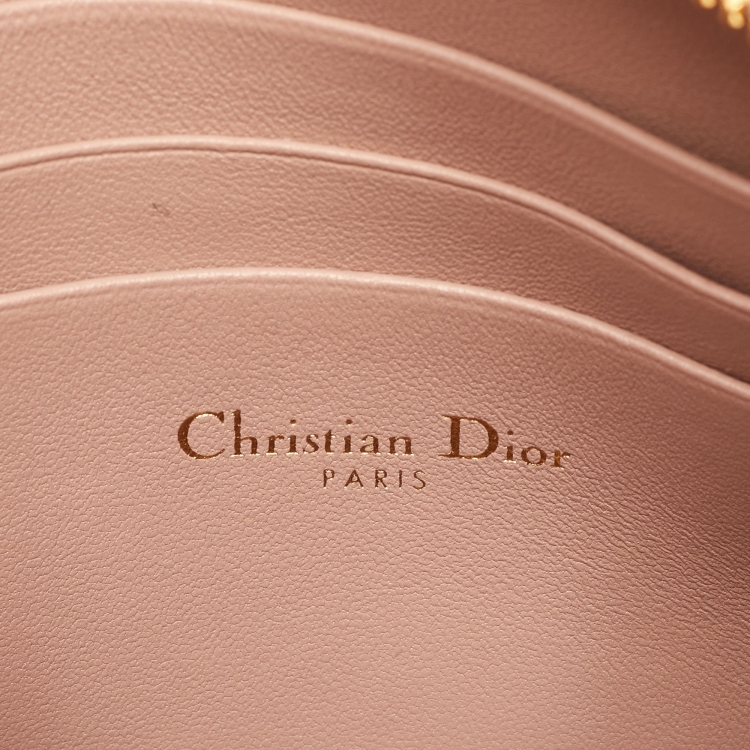 Pre Owned Dior Beige Cannage Leather Caro Zipped Chain Pouch