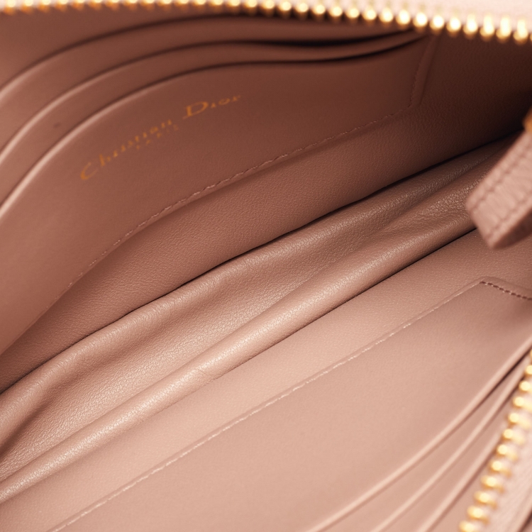 Pre Owned Dior Beige Cannage Leather Caro Zipped Chain Pouch