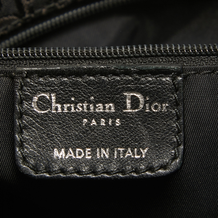 Pre Owned Dior Black Oblique Canvas and Leather Buckle Flap Hobo