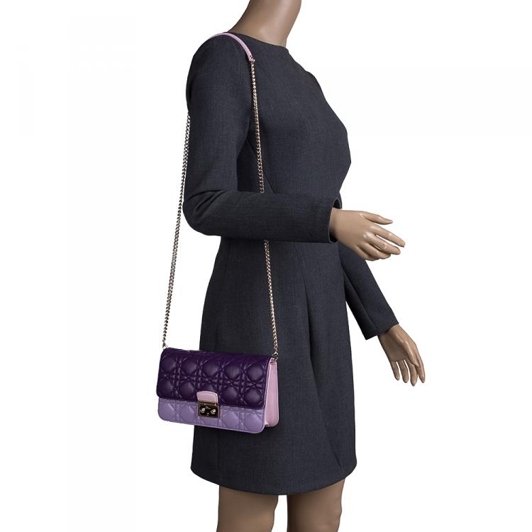 Pre Owned Dior Tri Color Cannage Leather Miss Dior Promenade Pouch