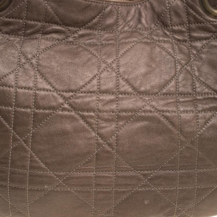 مملوكة مسبقًا Dior Metallic Brown Cannage Leather Hobo