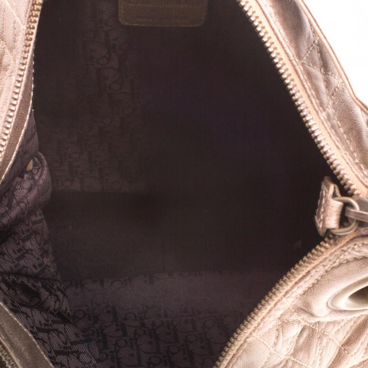 مملوكة مسبقًا Dior Metallic Brown Cannage Leather Hobo