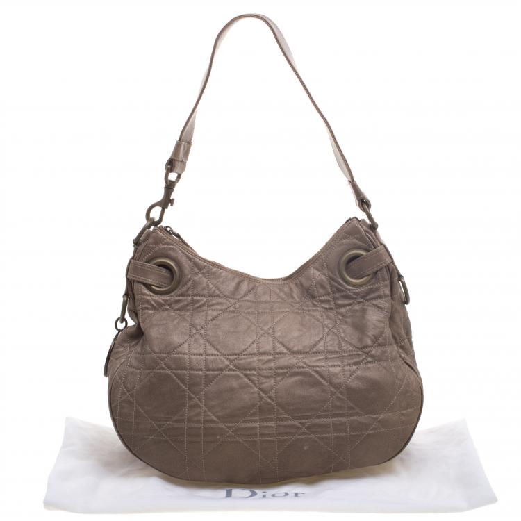 م ملوكة مسبقًا Dior Metallic Brown Cannage Leather Hobo