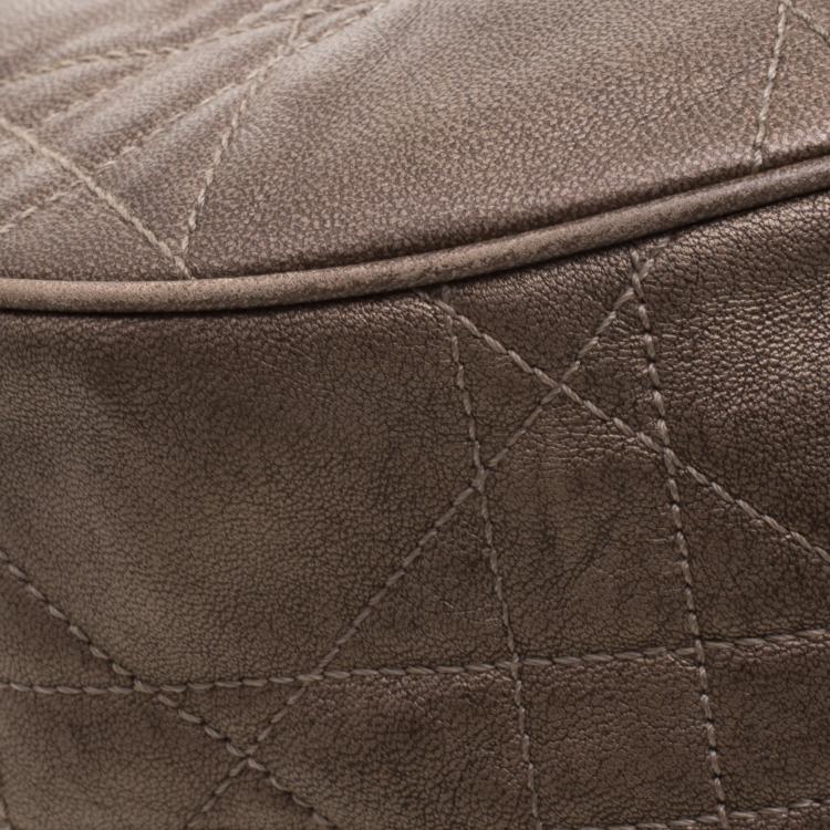 مملوكة مسبقًا Dior Metallic Brown Cannage Leather Hobo